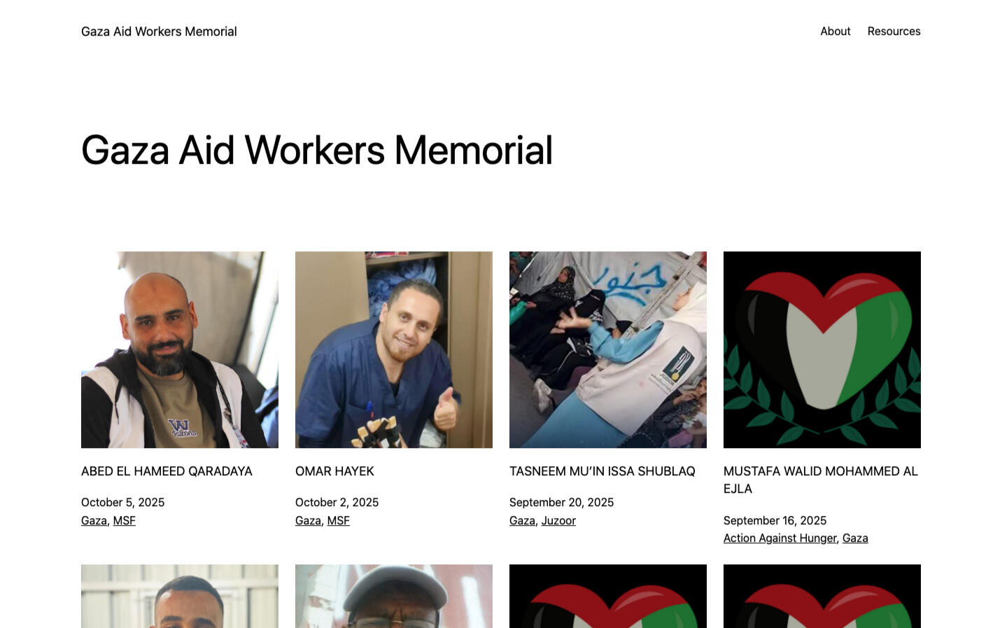 Gaza Aid Workers Memorial